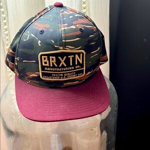 BRXTN Camo and Burgundy Cap Brand New